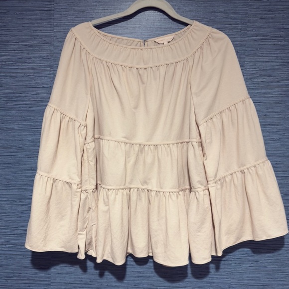 Rebecca Taylor Pique Top Small Cream Boho Chic Casual Preppy Whimsical Bell - Picture 3 of 9